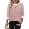 image:imageWIHOLL Long Sleeve Shirts for Women Lightweight Sweaters Fall Outfits 2026 Color Block Winter Clothing Dressy Casual Soft04pink