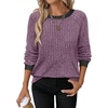 image:imageWIHOLL Long Sleeve Shirts for Women Lightweight Sweaters Fall Outfits 2026 Color Block Winter Clothing Dressy Casual Soft04purple
