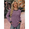 image:imageWIHOLL Long Sleeve Shirts for Women Lightweight Sweaters Fall Outfits 2026 Color Block Winter Clothing Dressy Casual Soft04purple