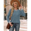 image:imageWIHOLL Long Sleeve Shirts for Women Lightweight Sweaters Fall Outfits 2026 Color Block Winter Clothing Dressy Casual Soft05blue