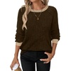 image:imageWIHOLL Long Sleeve Shirts for Women Lightweight Sweaters Fall Outfits 2026 Color Block Winter Clothing Dressy Casual Soft05brown