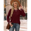 image:imageWIHOLL Long Sleeve Shirts for Women Lightweight Sweaters Fall Outfits 2026 Color Block Winter Clothing Dressy Casual Soft08red
