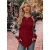 image:imageWIHOLL Long Sleeve Shirts for Women Lightweight Sweaters Fall Outfits 2026 Color Block Winter Clothing Dressy Casual Soft08red Plaid