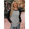 image:imageWIHOLL Long Sleeve Shirts for Women Lightweight Sweaters Fall Outfits 2026 Color Block Winter Clothing Dressy Casual SoftBlack Grey