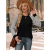 image:imageWIHOLL Long Sleeve Shirts for Women Lightweight Sweaters Fall Outfits 2026 Color Block Winter Clothing Dressy Casual SoftBlack White