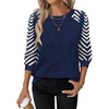 image:imageWIHOLL Long Sleeve Shirts for Women Lightweight Sweaters Fall Outfits 2026 Color Block Winter Clothing Dressy Casual SoftBlue Apricot