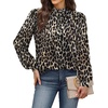 image:imageWIHOLL Long Sleeve Shirts for Women Mock Neck Tops Pleated Front Blouses Dressy Casual Spring Fall Clothes 2026 Fashion02  Leopard Print