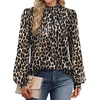 image:imageWIHOLL Long Sleeve Shirts for Women Mock Neck Tops Pleated Front Blouses Dressy Casual Spring Fall Clothes 2026 Fashion02  Leopard Print