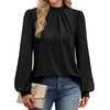 image:imageWIHOLL Long Sleeve Shirts for Women Mock Neck Tops Pleated Front Blouses Dressy Casual Spring Fall Clothes 2026 Fashion03  Black