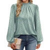 image:imageWIHOLL Long Sleeve Shirts for Women Mock Neck Tops Pleated Front Blouses Dressy Casual Spring Fall Clothes 2026 Fashion03  Sage Green Dots