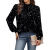 image:imageWIHOLL Long Sleeve Shirts for Women Mock Neck Tops Pleated Front Blouses Dressy Casual Spring Fall Clothes 2026 Fashion04  Black Star Print