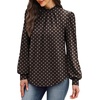 image:imageWIHOLL Long Sleeve Shirts for Women Mock Neck Tops Pleated Front Blouses Dressy Casual Spring Fall Clothes 2026 Fashion04  Brown Polka Dot