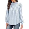 image:imageWIHOLL Long Sleeve Shirts for Women Mock Neck Tops Pleated Front Blouses Dressy Casual Spring Fall Clothes 2026 Fashion05  Light Blue Stripe