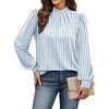 image:imageWIHOLL Long Sleeve Shirts for Women Mock Neck Tops Pleated Front Blouses Dressy Casual Spring Fall Clothes 2026 Fashion05  Light Blue Stripe