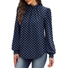 image:imageWIHOLL Long Sleeve Shirts for Women Mock Neck Tops Pleated Front Blouses Dressy Casual Spring Fall Clothes 2026 Fashion05  Navy Blue Polka Dot
