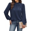 image:imageWIHOLL Long Sleeve Shirts for Women Mock Neck Tops Pleated Front Blouses Dressy Casual Spring Fall Clothes 2026 Fashion05  Navy Blue Polka Dot