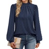 image:imageWIHOLL Long Sleeve Shirts for Women Mock Neck Tops Pleated Front Blouses Dressy Casual Spring Fall Clothes 2026 Fashion05  Navy Blue Polka Dot