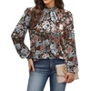image:imageWIHOLL Long Sleeve Shirts for Women Mock Neck Tops Pleated Front Blouses Dressy Casual Spring Fall Clothes 2026 Fashion05  Vintage Pink Floral