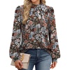 image:imageWIHOLL Long Sleeve Shirts for Women Mock Neck Tops Pleated Front Blouses Dressy Casual Spring Fall Clothes 2026 Fashion05  Vintage Pink Floral