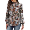 image:imageWIHOLL Long Sleeve Shirts for Women Mock Neck Tops Pleated Front Blouses Dressy Casual Spring Fall Clothes 2026 Fashion05  Vintage Pink Floral