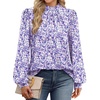 image:imageWIHOLL Long Sleeve Shirts for Women Mock Neck Tops Pleated Front Blouses Dressy Casual Spring Fall Clothes 2026 Fashion06  Light Purple Floral