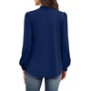 image:imageWIHOLL Long Sleeve Shirts for Women Mock Neck Tops Pleated Front Blouses Dressy Casual Spring Fall Clothes 2026 Fashion06  Navy Blue