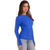 image:imageWIHOLL Long Sleeve Shirts for Women Side Ruched Outfits 2024 Fall Clothes Tops Slim Fit Fashion Crew Neck Basic TeesBlue