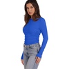 image:imageWIHOLL Long Sleeve Shirts for Women Side Ruched Outfits 2024 Fall Clothes Tops Slim Fit Fashion Crew Neck Basic TeesBlue
