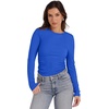 image:imageWIHOLL Long Sleeve Shirts for Women Side Ruched Outfits 2024 Fall Clothes Tops Slim Fit Fashion Crew Neck Basic TeesBlue