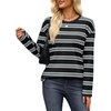 image:imageWIHOLL Long Sleeve Shirts for Women Stripe Tops Loose Oversized Fall OutfitBlack White Blue