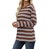 image:imageWIHOLL Long Sleeve Shirts for Women Stripe Tops Loose Oversized Fall OutfitBrown White Blue
