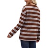 image:imageWIHOLL Long Sleeve Shirts for Women Stripe Tops Loose Oversized Fall OutfitBrown White Blue