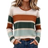 image:imageWIHOLL Long Sleeve Shirts for Women Stripe Tops Loose Oversized Fall OutfitCaramel Green