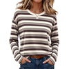 image:imageWIHOLL Long Sleeve Shirts for Women Stripe Tops Loose Oversized Fall OutfitCoffe White Apricot