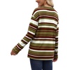 image:imageWIHOLL Long Sleeve Shirts for Women Stripe Tops Loose Oversized Fall OutfitGreen Brown