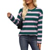 image:imageWIHOLL Long Sleeve Shirts for Women Stripe Tops Loose Oversized Fall OutfitGreen Pink