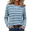 image:imageWIHOLL Long Sleeve Shirts for Women Stripe Tops Loose Oversized Fall OutfitLight Blue Black