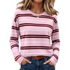 image:imageWIHOLL Long Sleeve Shirts for Women Stripe Tops Loose Oversized Fall OutfitPink White Brown