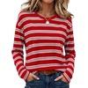 image:imageWIHOLL Long Sleeve Shirts for Women Stripe Tops Loose Oversized Fall OutfitRed White