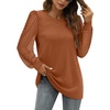 image:imageWIHOLL Long Sleeve Shirts for Women Tops Tunic Fall Trendy Crew Neck ClothesAcaramel Orange