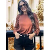 image:imageWIHOLL Long Sleeve Shirts for Women Tops Tunic Fall Trendy Crew Neck ClothesAcaramel Orange