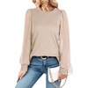 image:imageWIHOLL Long Sleeve Shirts for Women Tops Tunic Fall Trendy Crew Neck ClothesBeige
