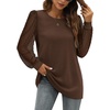 image:imageWIHOLL Long Sleeve Shirts for Women Tops Tunic Fall Trendy Crew Neck ClothesBrown