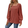 image:imageWIHOLL Long Sleeve Shirts for Women Trendy Casual Square Neck Tops Lightweight Sweaters01caramel