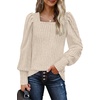 image:imageWIHOLL Long Sleeve Shirts for Women Trendy Casual Square Neck Tops Lightweight Sweaters02cream