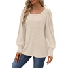 image:imageWIHOLL Long Sleeve Shirts for Women Trendy Casual Square Neck Tops Lightweight Sweaters02cream