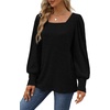 image:imageWIHOLL Long Sleeve Shirts for Women Trendy Casual Square Neck Tops Lightweight Sweaters03black