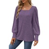 image:imageWIHOLL Long Sleeve Shirts for Women Trendy Casual Square Neck Tops Lightweight Sweaters04purple