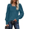 image:imageWIHOLL Long Sleeve Shirts for Women Trendy Casual Square Neck Tops Lightweight Sweaters05marine Blue