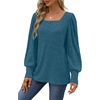 image:imageWIHOLL Long Sleeve Shirts for Women Trendy Casual Square Neck Tops Lightweight Sweaters05marine Blue